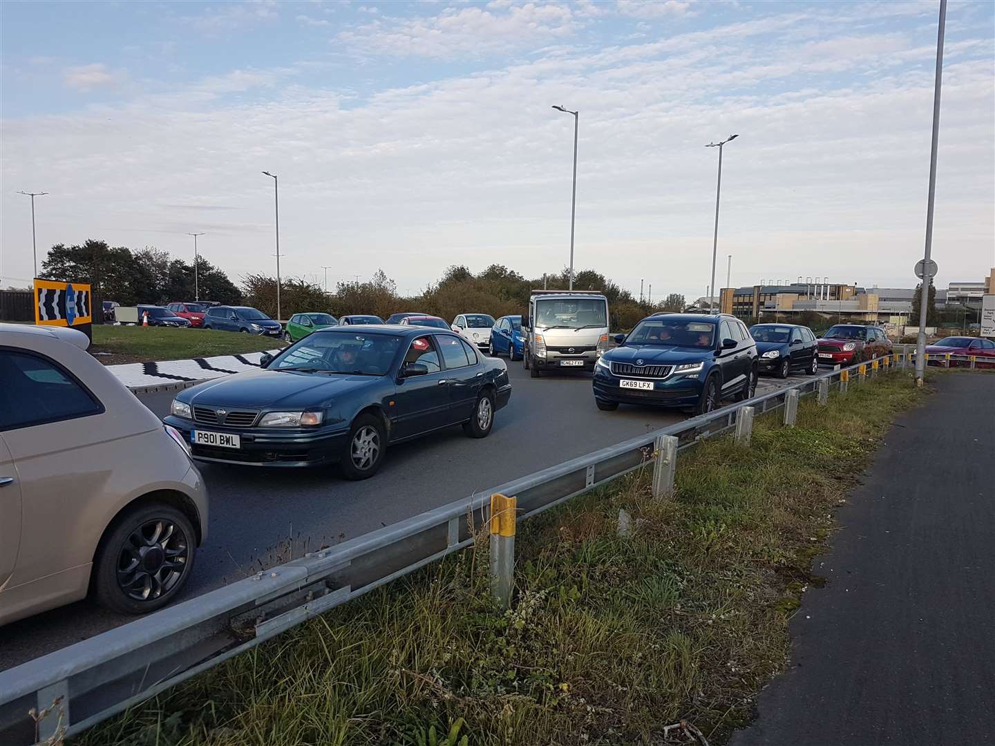 Cyclist Fiona Robinson pictured the rush hour traffic along the Sandwich Bypass