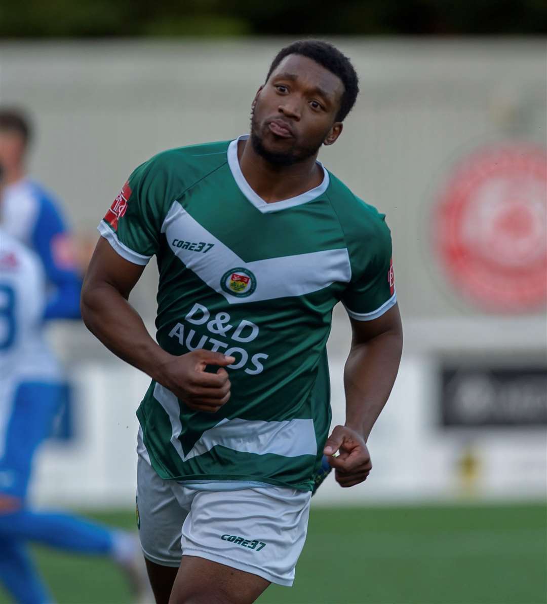 Vance Bola, in action for Ashford last season, has joined Hythe. Picture: Ian Scammell