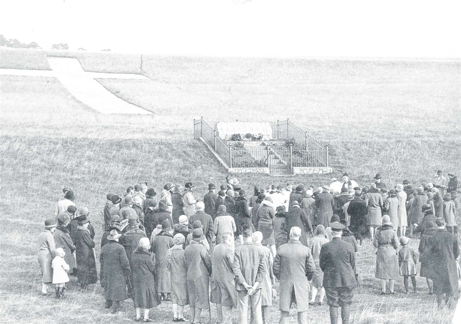 A Remembrance Day service at the cross in 1930