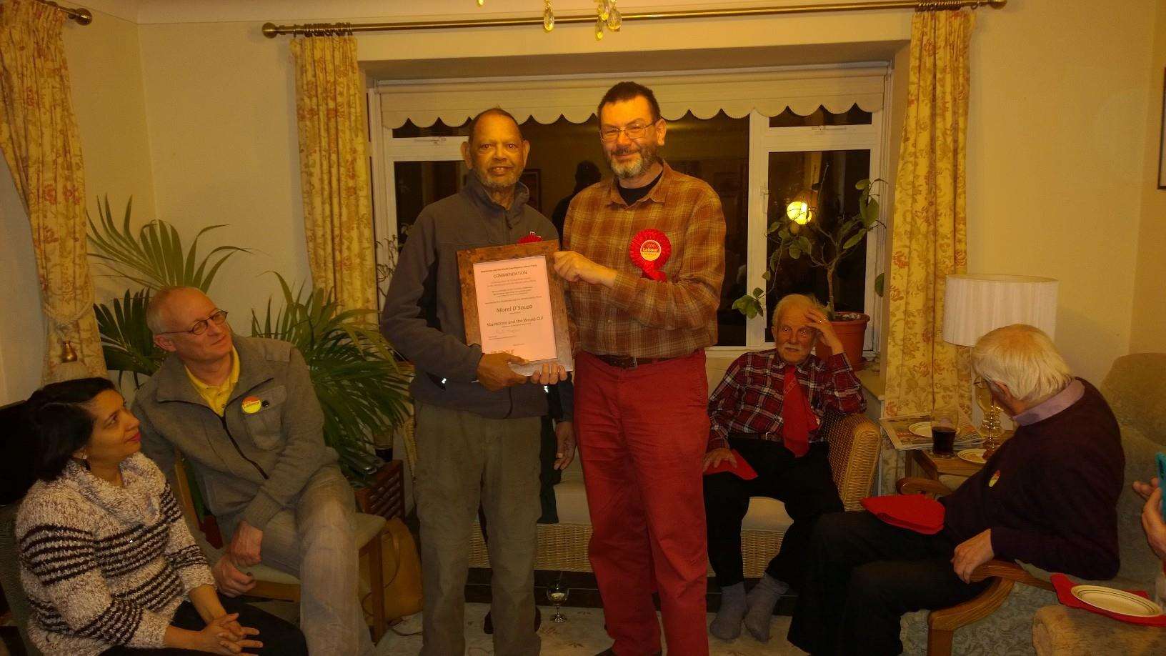 Morel D'Souza with Cllr Paul Harper