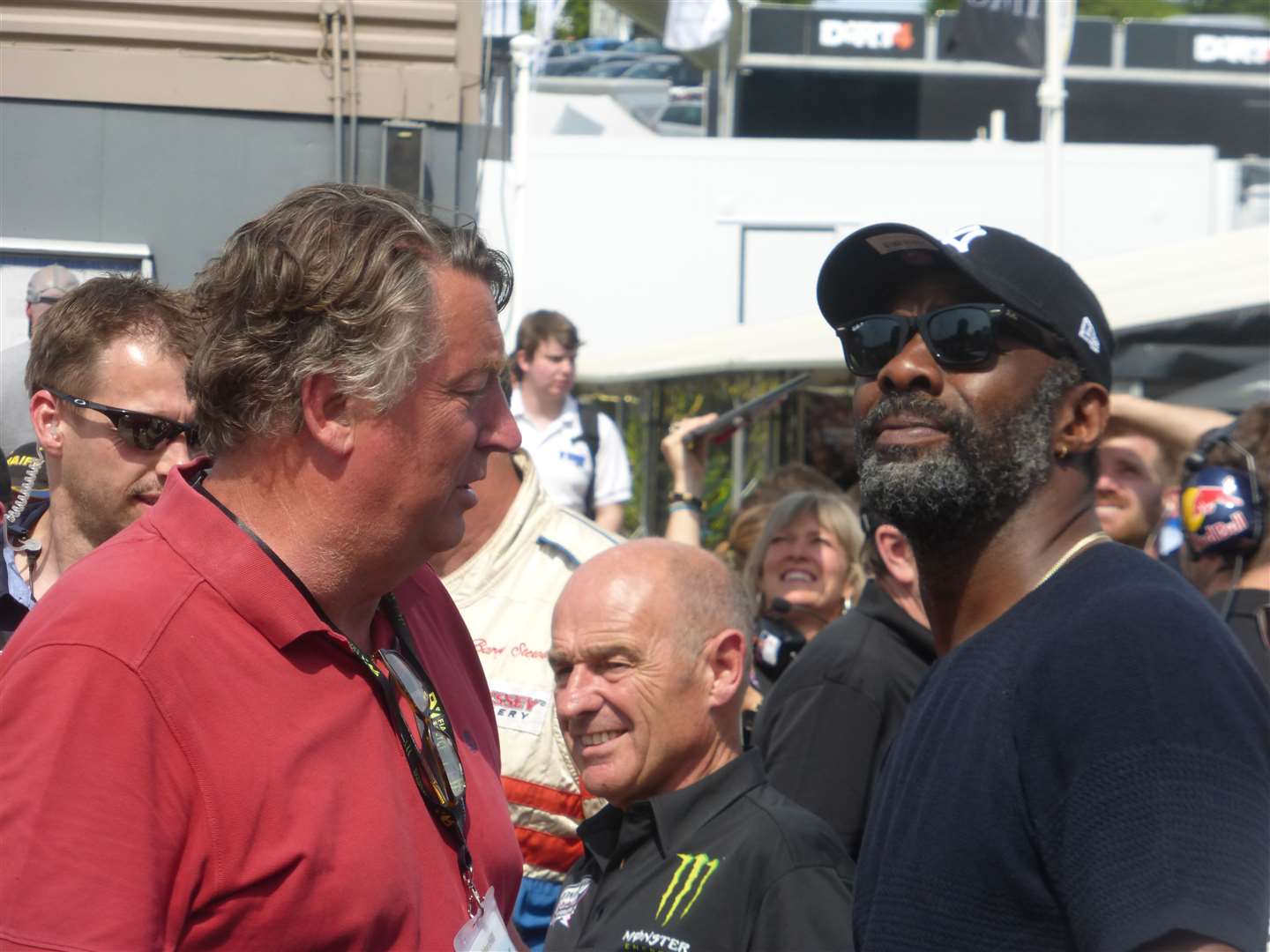 Idris Elba speaking with circuit owner Pat Doran. Pic: Vic Wright