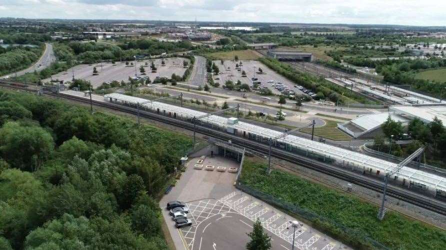 Drone footage showing the area surrounding Ebbsfleet International to be developed. Picture: Ebbsfleet Development Corporation