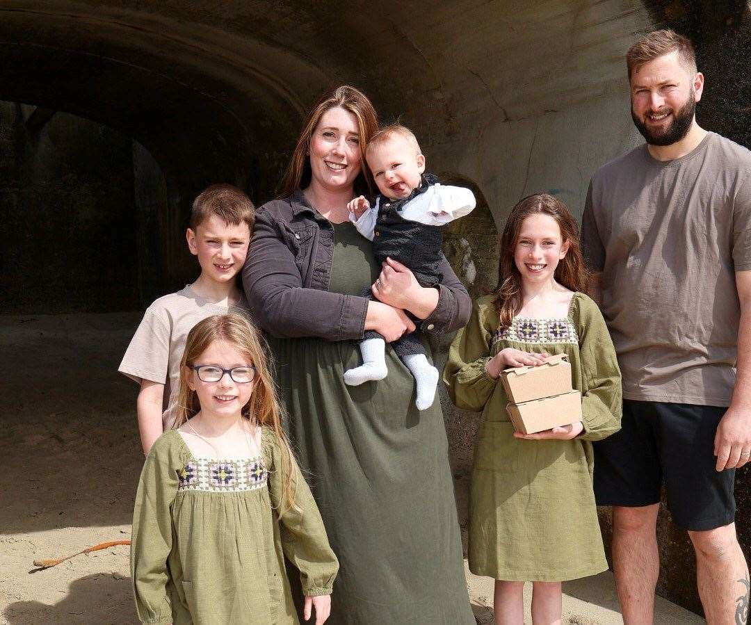 Rachel Gasson with her husband Matt and four children. Picture: Rachel Gason