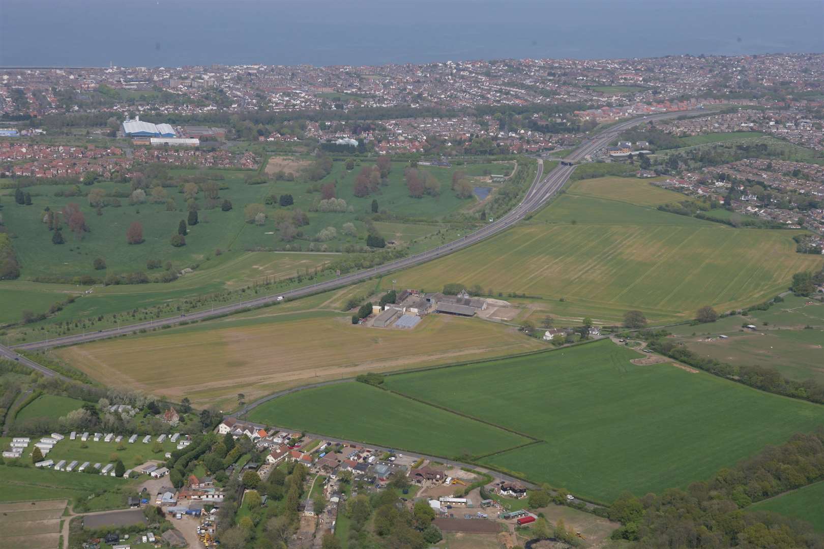 An aerial view of Strode Farm. Picture: Martin Apps