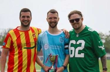 James Tumber with his brother Finn Tumber and Adam Read organised the Connor Mackay Tournament held at Holm Park. Picture: Jayde Palmer