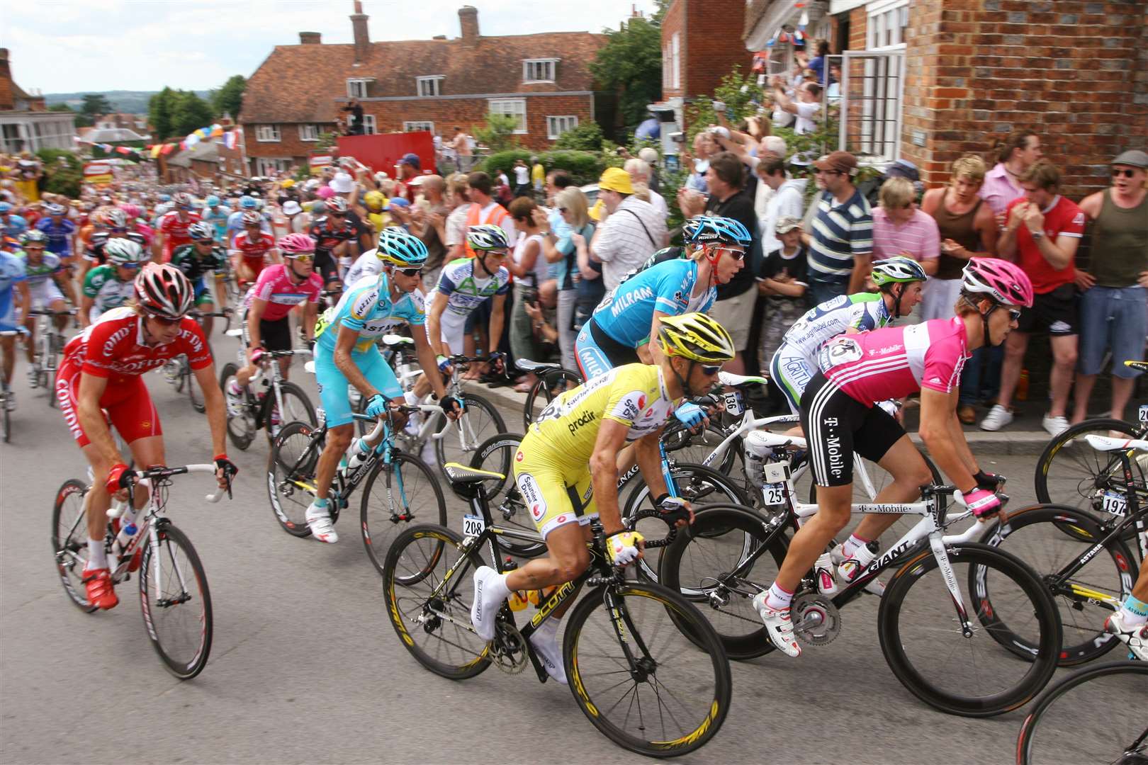 Undoubtedly as strenuous as the Alps... the peleton climb through Goudhurst