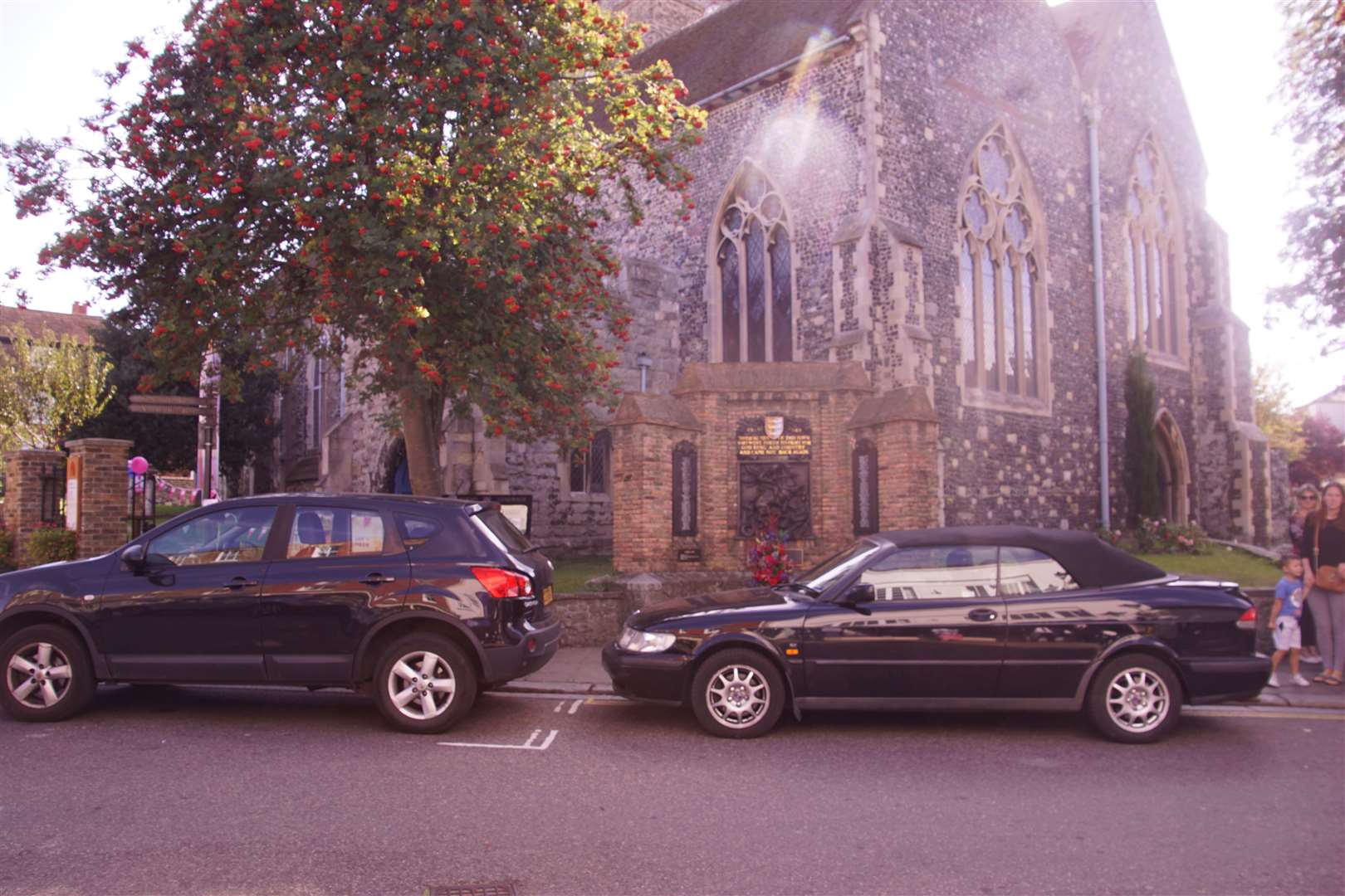 The car blocked the Battle of Britain memorial in Sandwich