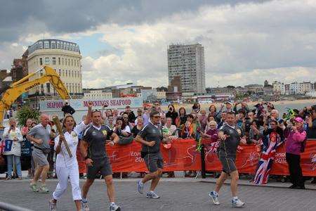 Tracey Emin arrives in Margate with the Olympic torch