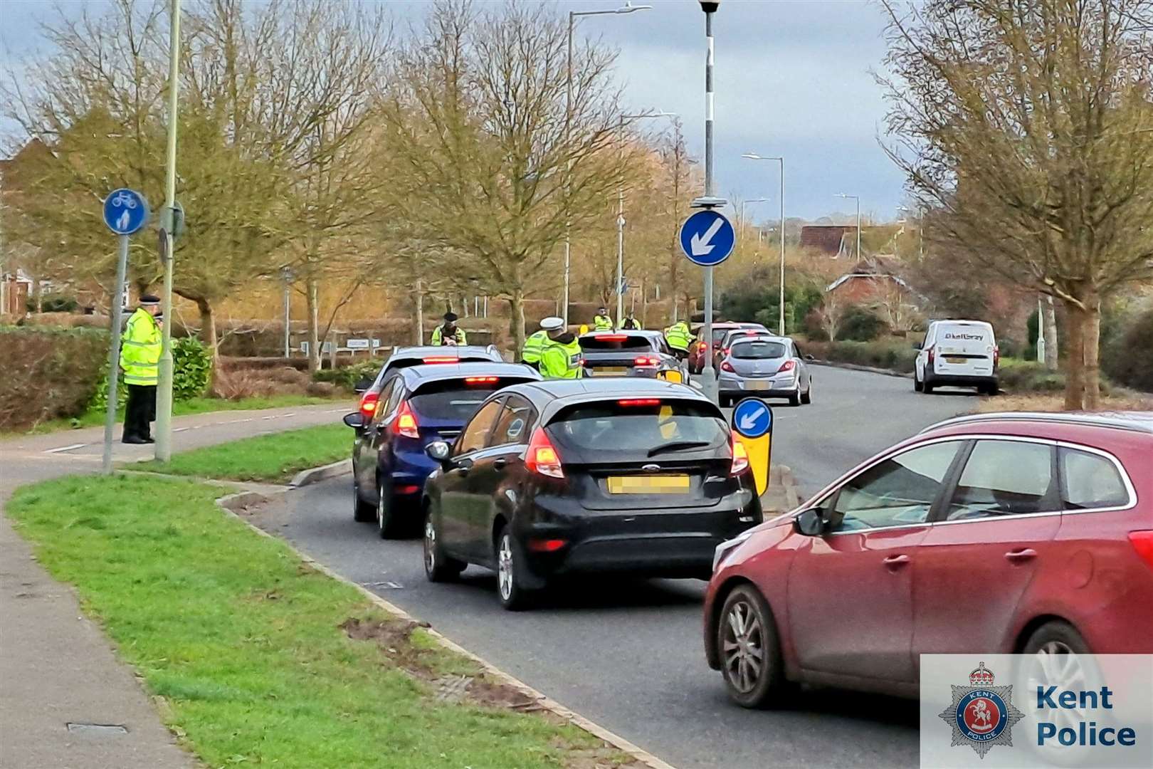 Officers spoke to residents and drivers in Coulter Road, Ashford as part of the investigation. Picture: Kent Police