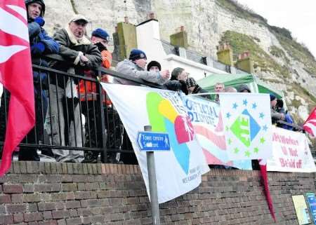 Port workers during the latest strike. Picture: Terry Scott