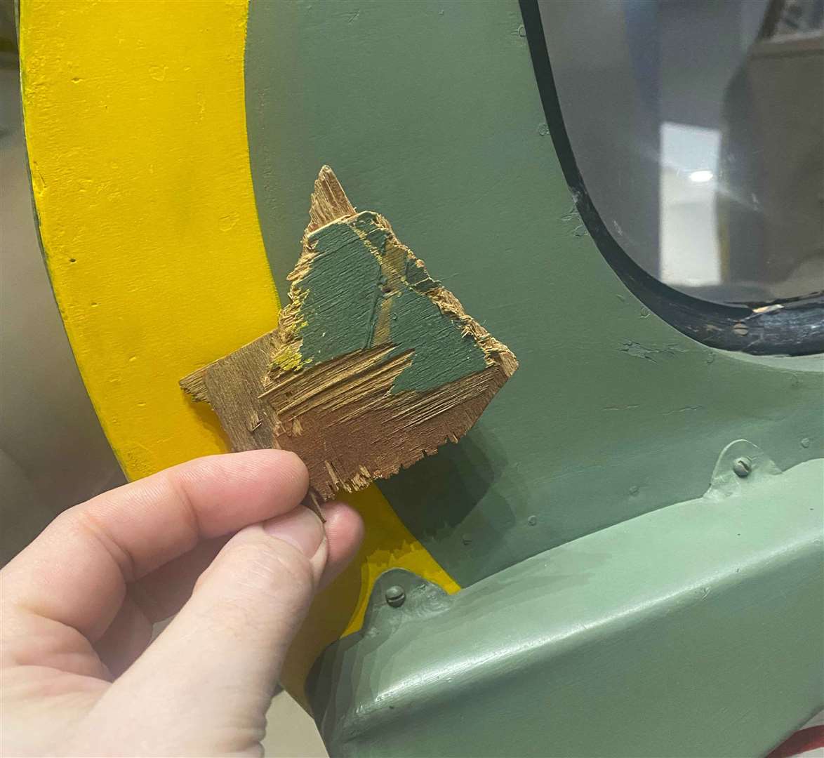 The fragment next to an original Airspeed Oxford at London’s RAF Museum in London. Photo: Hansons Auctioneers