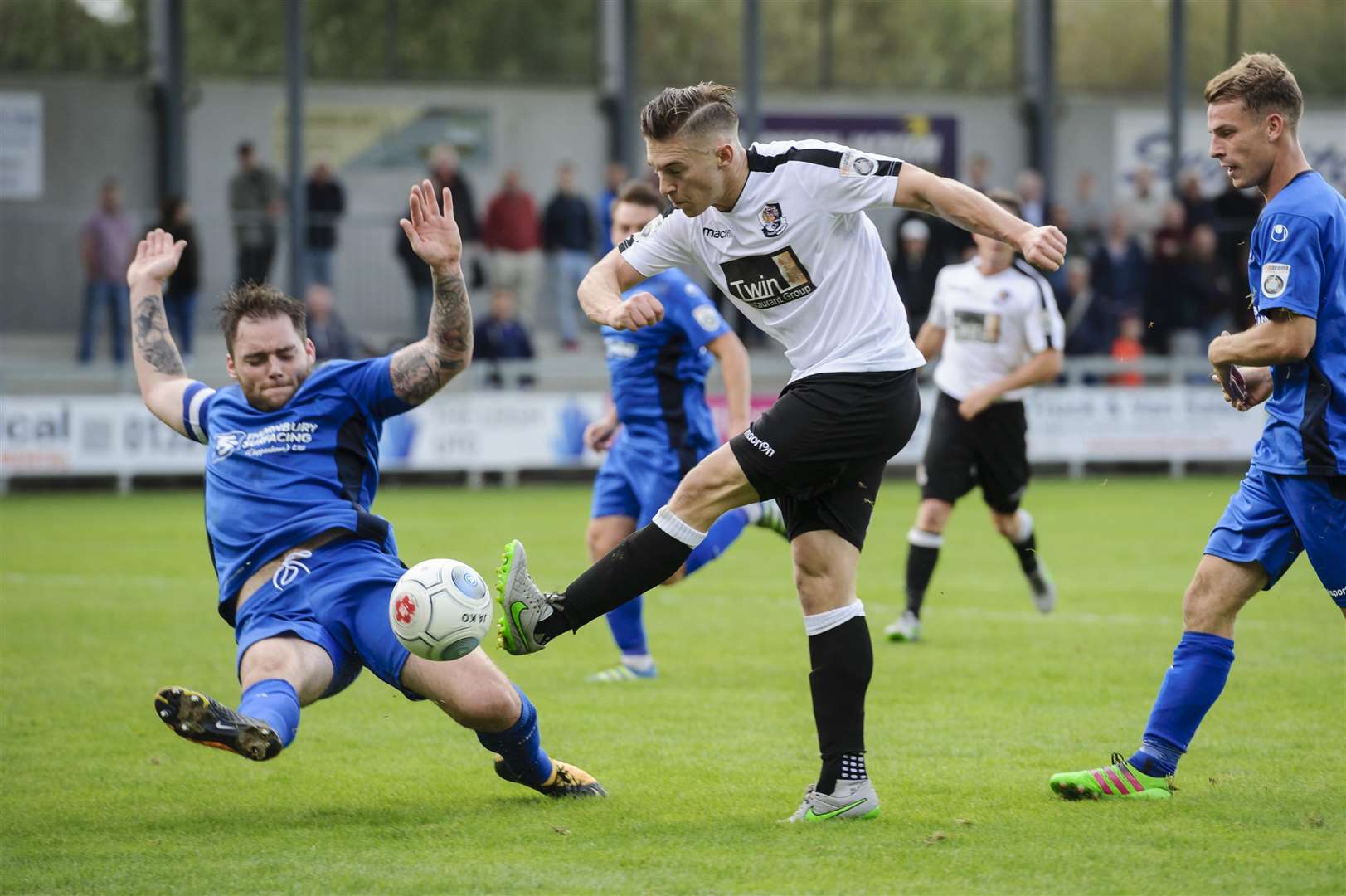 Andy Pugh hits a shot with his left foot Picture: Andy Payton