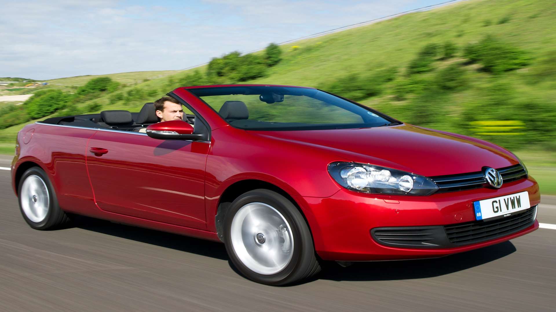 The cabriolet has clean lines with the roof lowered