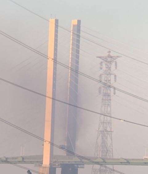 The van on fire on the Dartford Crossing. Picture: UKNiP