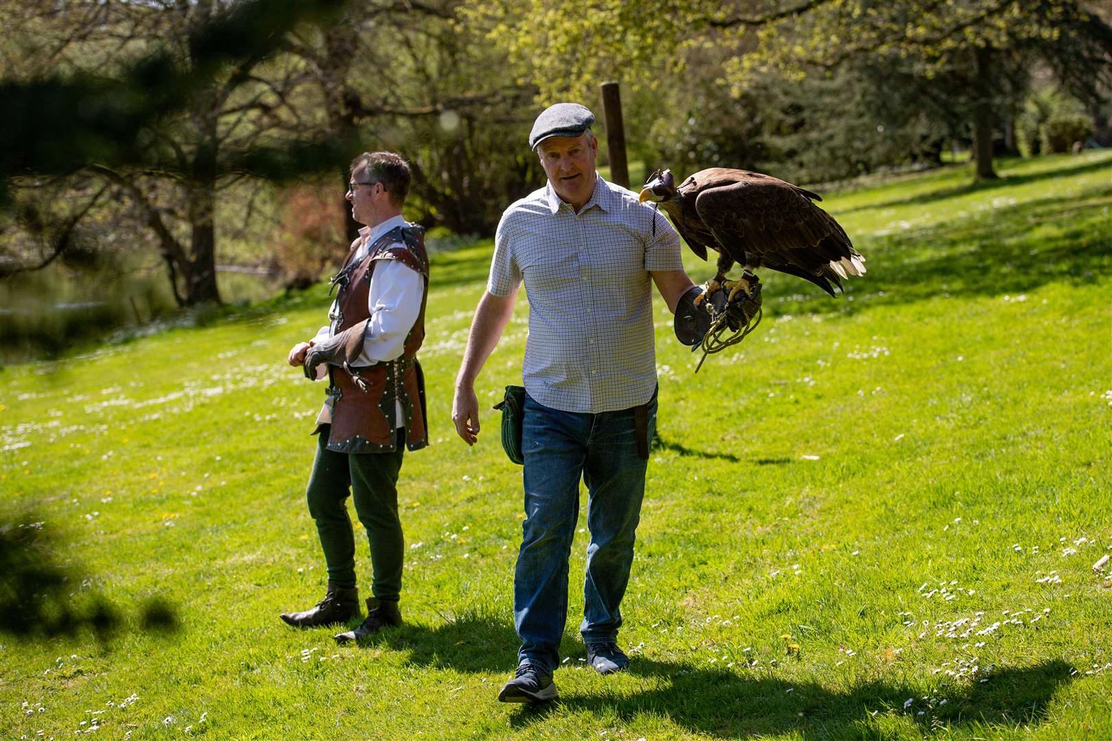 The head falconer is looking after the birds with two colleagues (Jacob King/PA)