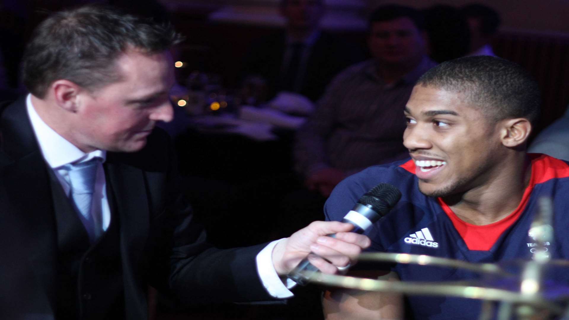 Danny Crates with 2012 Olympic gold medal winner Anthony Joshua. Picture: Darren Small