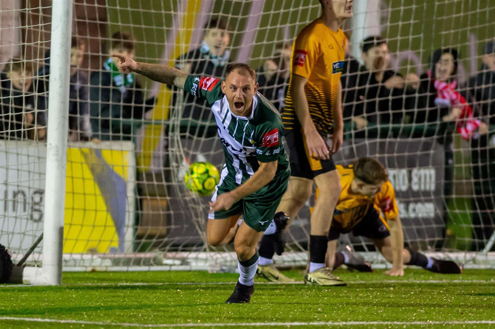 Delight for Barry Fuller after scoring Ashford's winner against Littlehampton. Picture: Ian Scammell