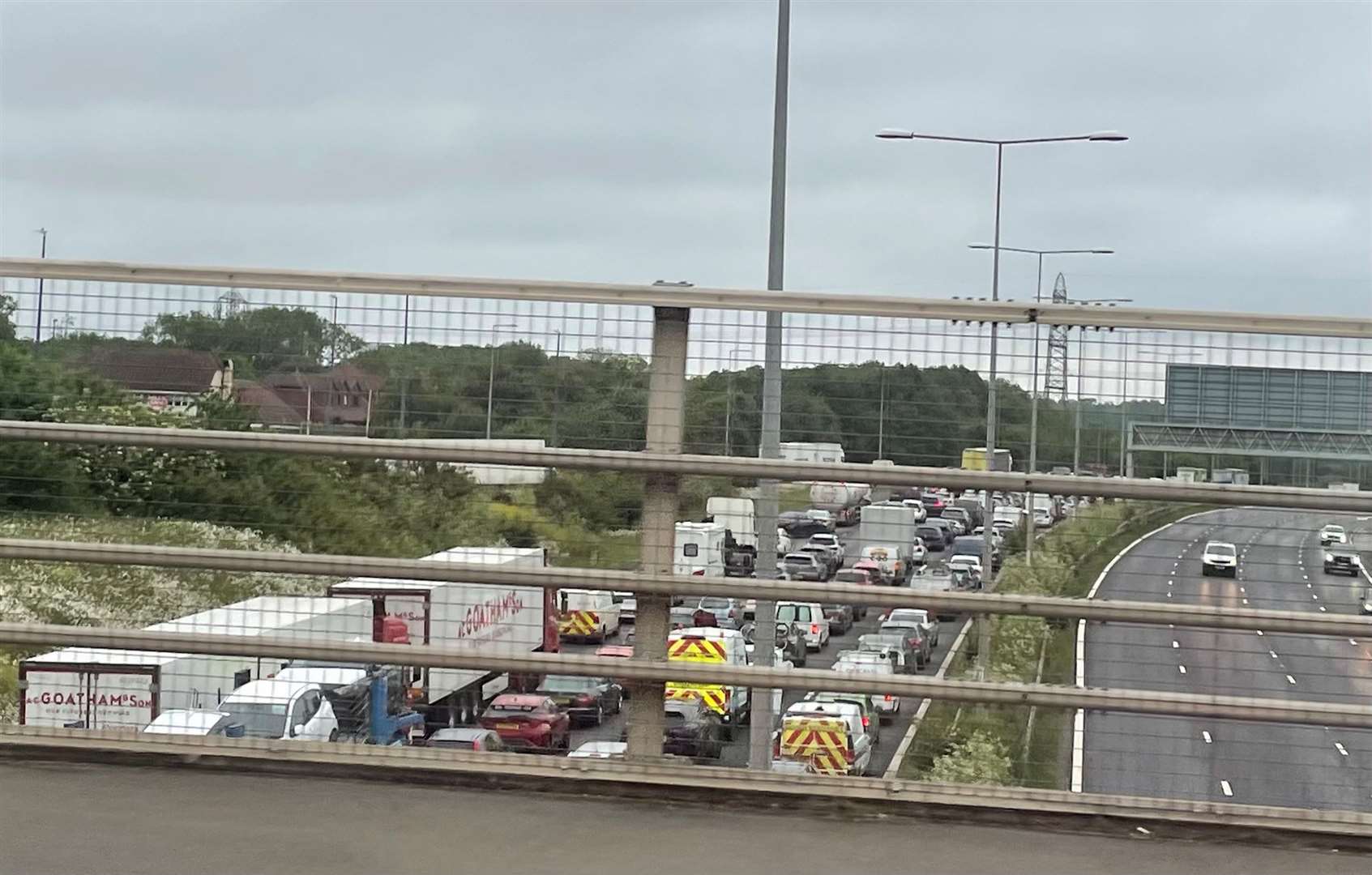 Congestion on the A2 following the crash. Picture: Alex Langridge