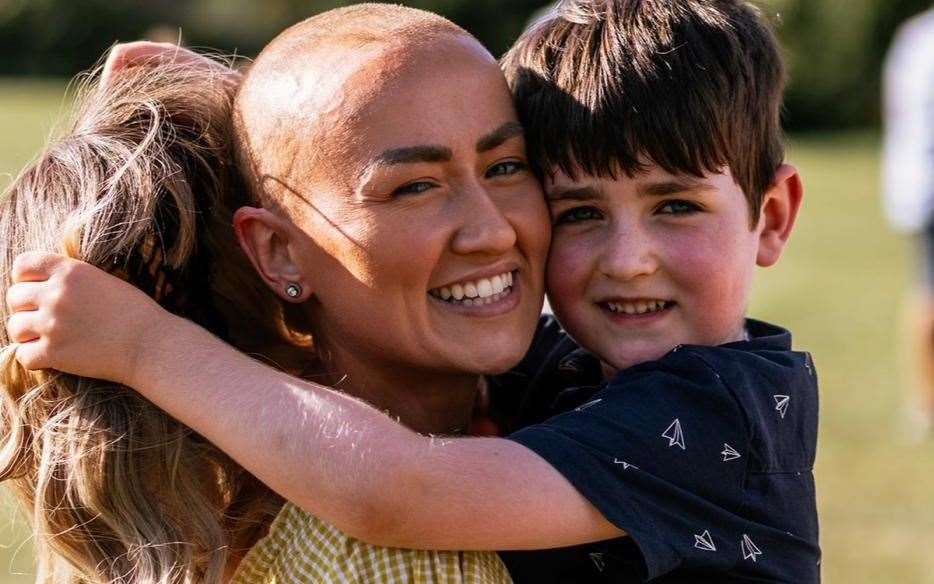 Leonie's nephew Jack pulling off her wig at a family gathering. Picture: Leonie Botten