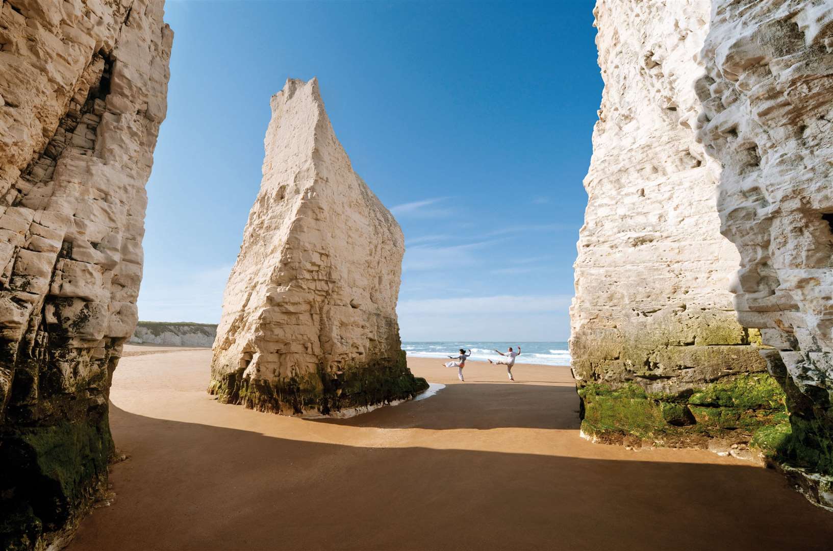 Botany Bay is famous for its sand and white chalk stacks