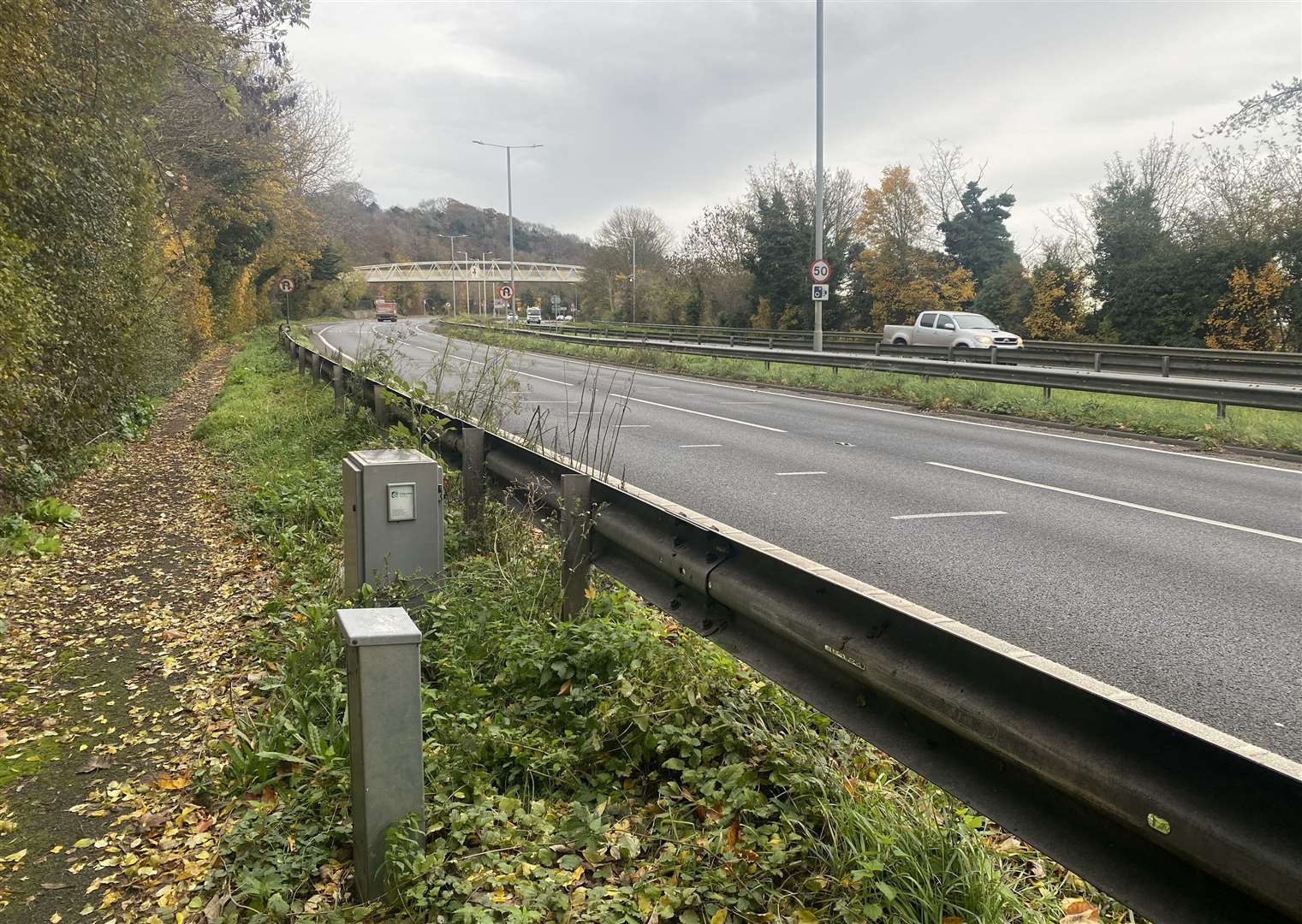 The missing camera at the bottom of the A249 Detling Hill heading Sheppey-bound