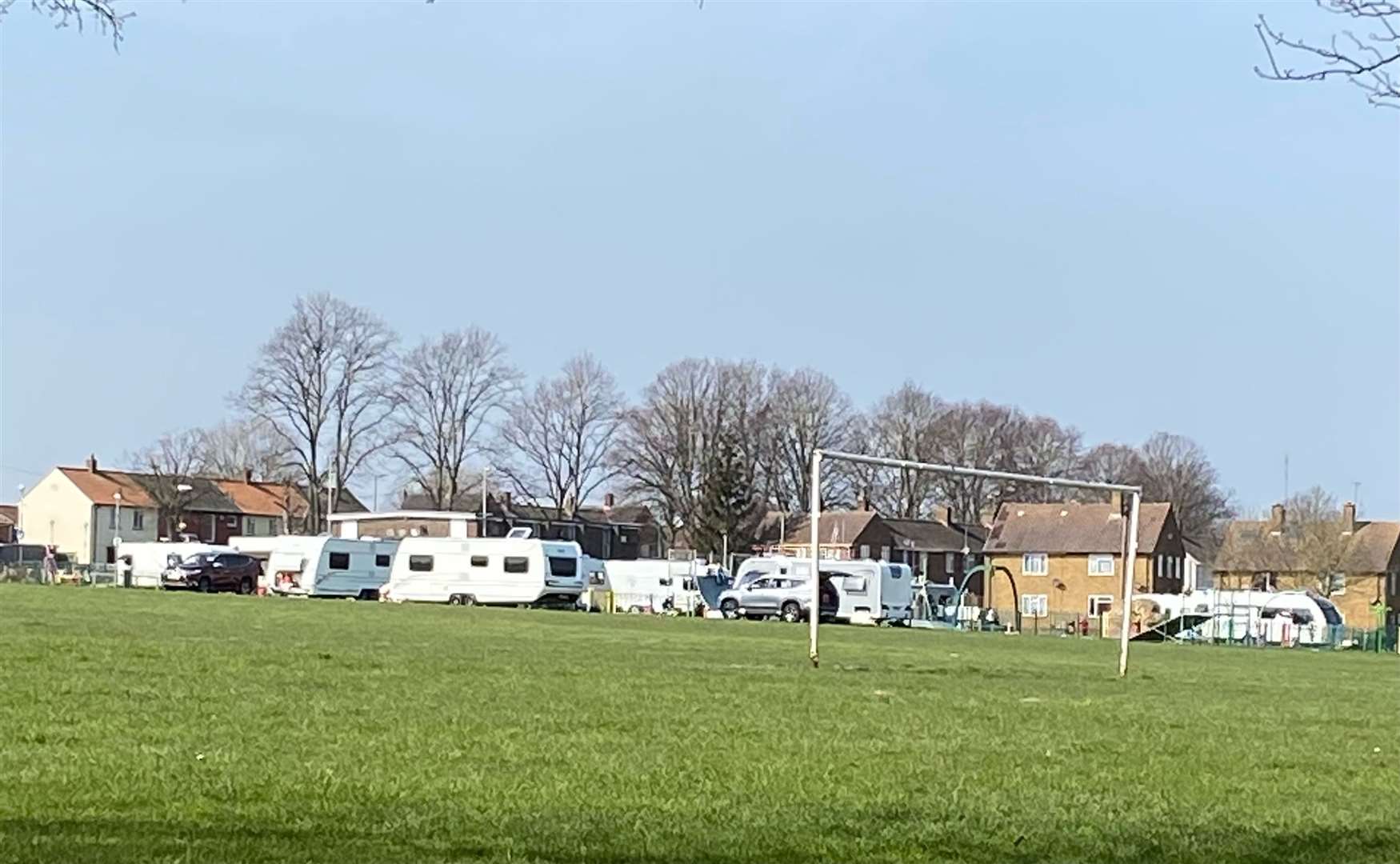 Travellers at Beechings Way Playing Fields in Twydall