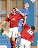 Andrew Crofts fights for the ball in midfield. Picture: GRANT FALVEY