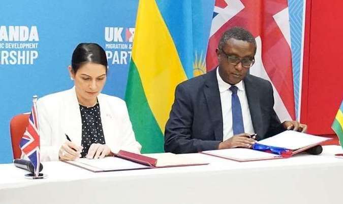 Home Secretary Priti Patel and Rwandan Foreign Minister Vincent Biruta signed the migration and economic development partnership in Kigali in April. Picture: Flora Thompson/PA