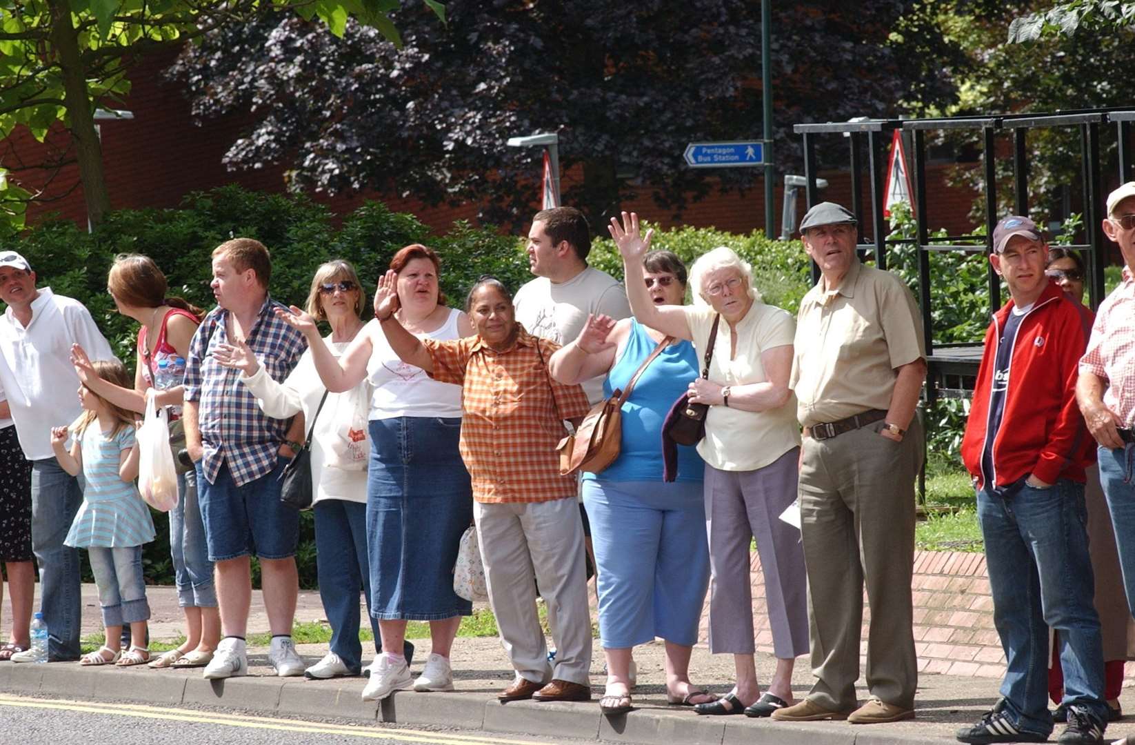 A carnival atmosphere in Chatham Dock Road before the cyclists arrived. Pic: Barry Crayford