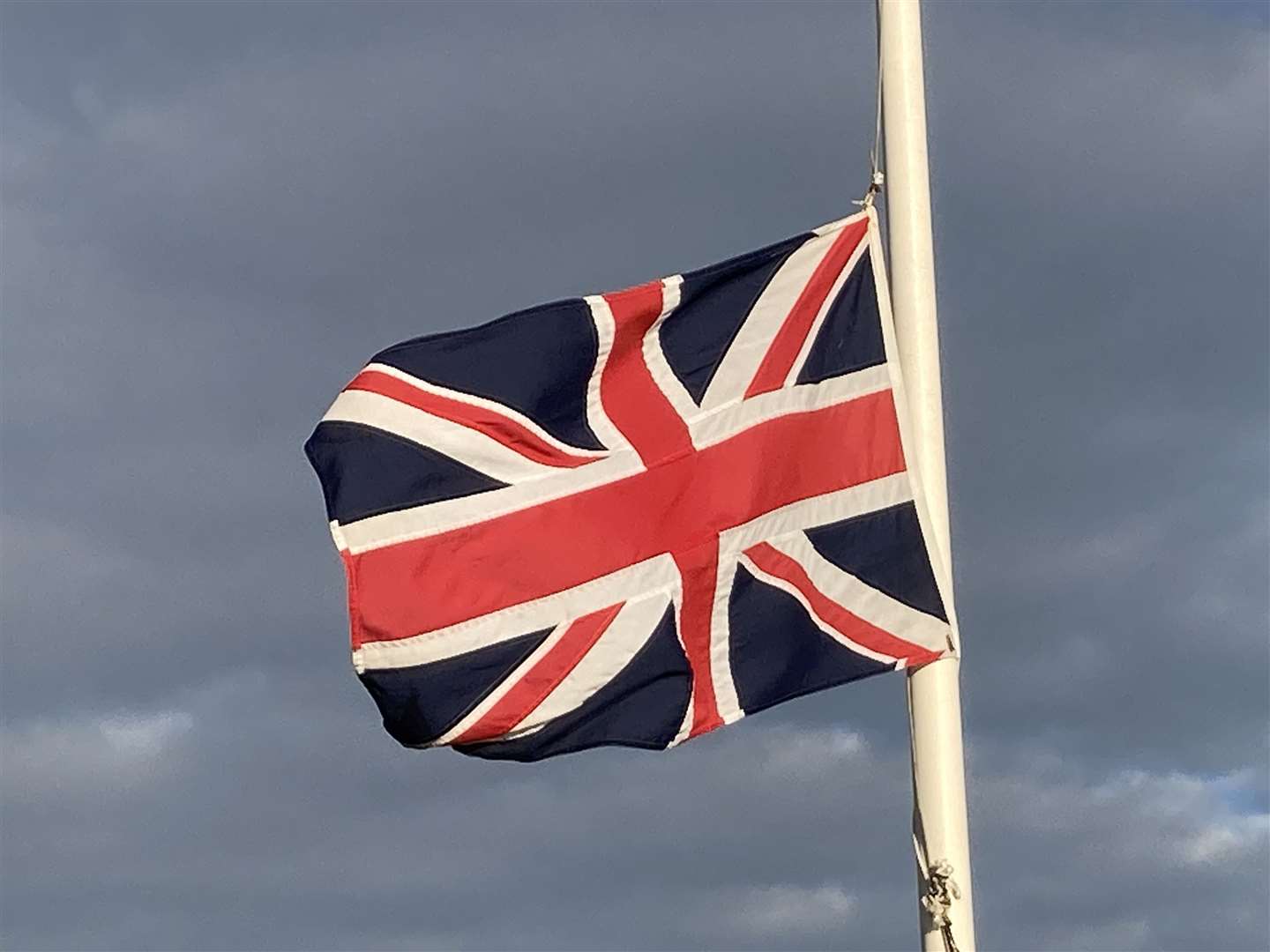 The union flag at half-mast on The Leas at Minster, Sheppey, to mark the Queen's funeral. Picture: John Nurden