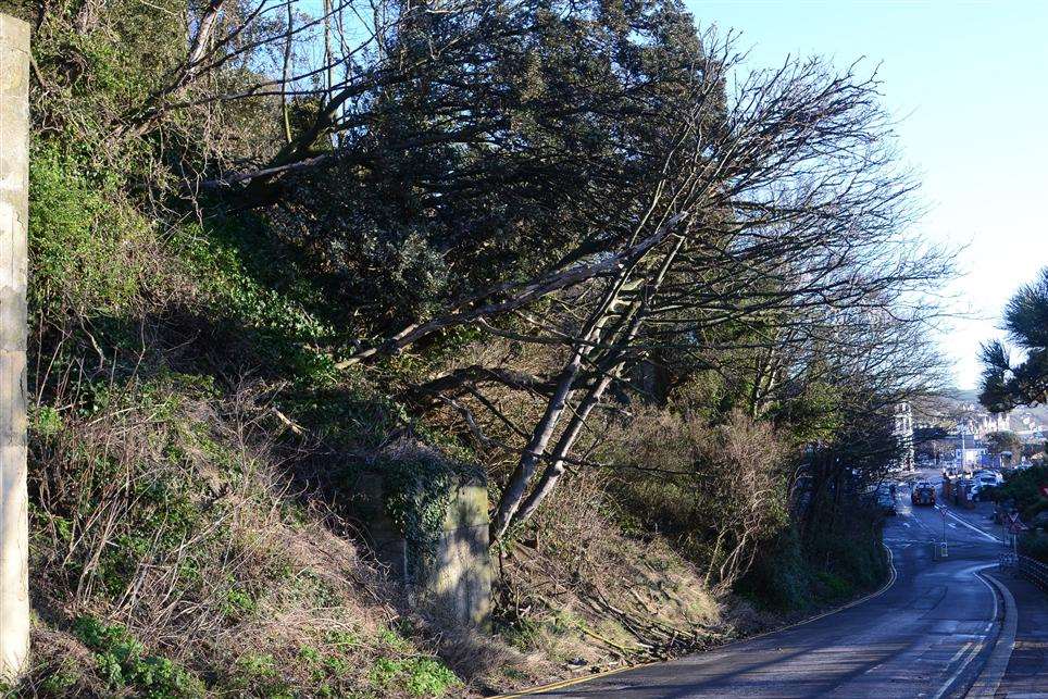 A landslip closed Remembrance Road in Folkestone