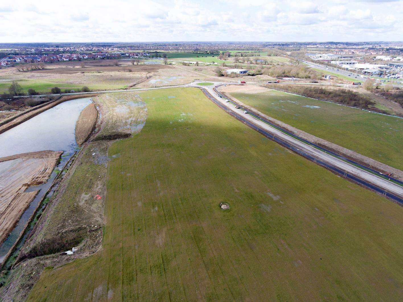 Aerial view of the Waterbrook site, Ashford, which will become a 650-vehicle lorry park