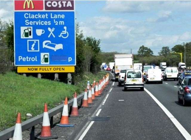 Clacket Lane Services. Stock picture.