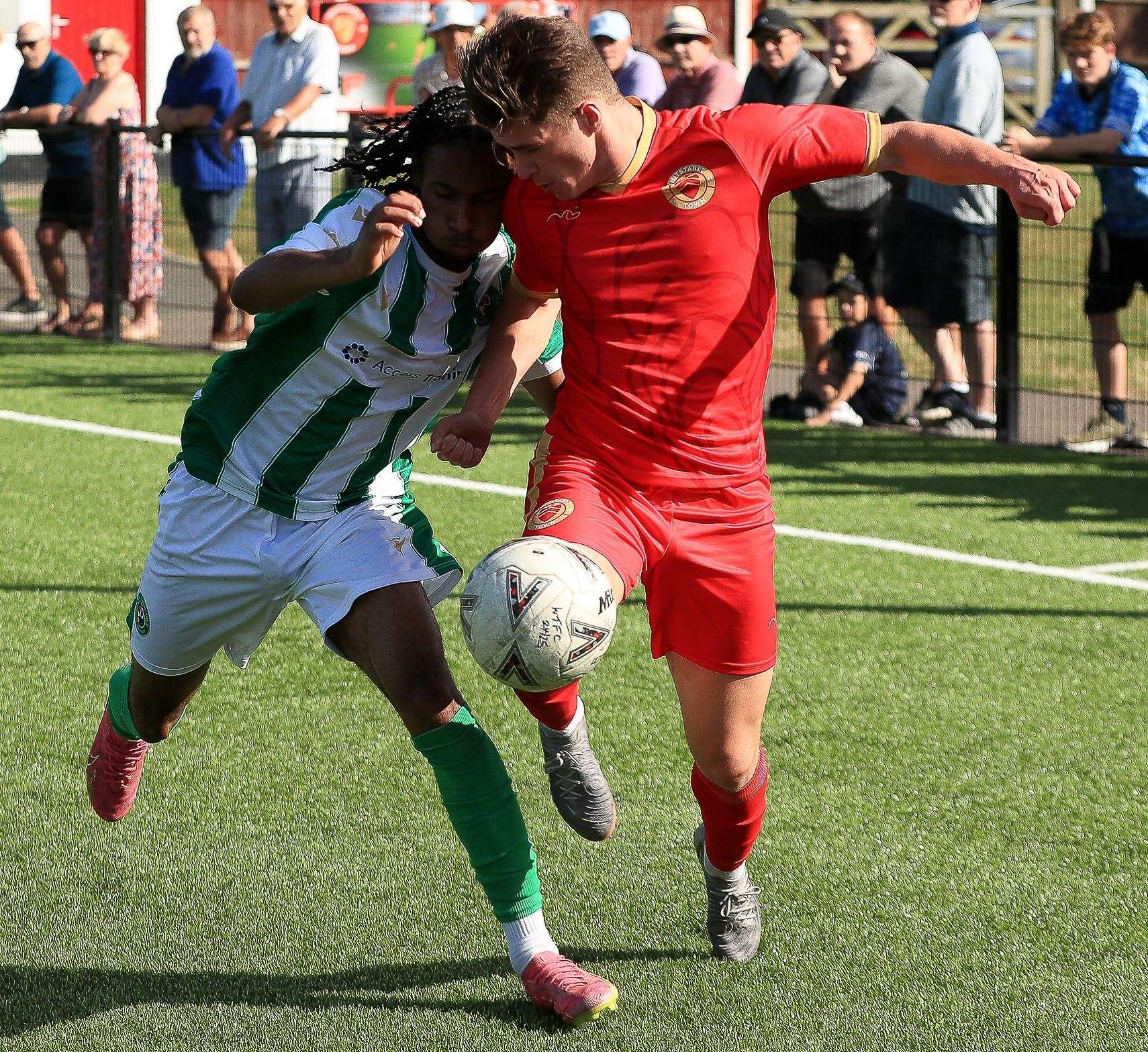 Whitstable’s Jayden Boulton in action against Rusthall on Saturday. Picture: Les Biggs