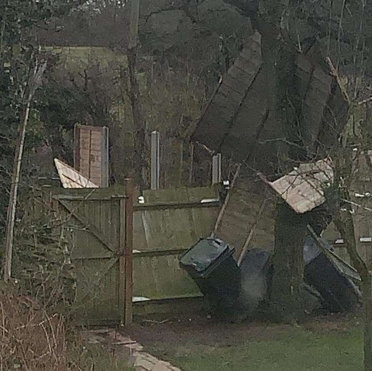 Fence panels going in all directions in Cheesman's Lane, Ashford. Lisa Waters