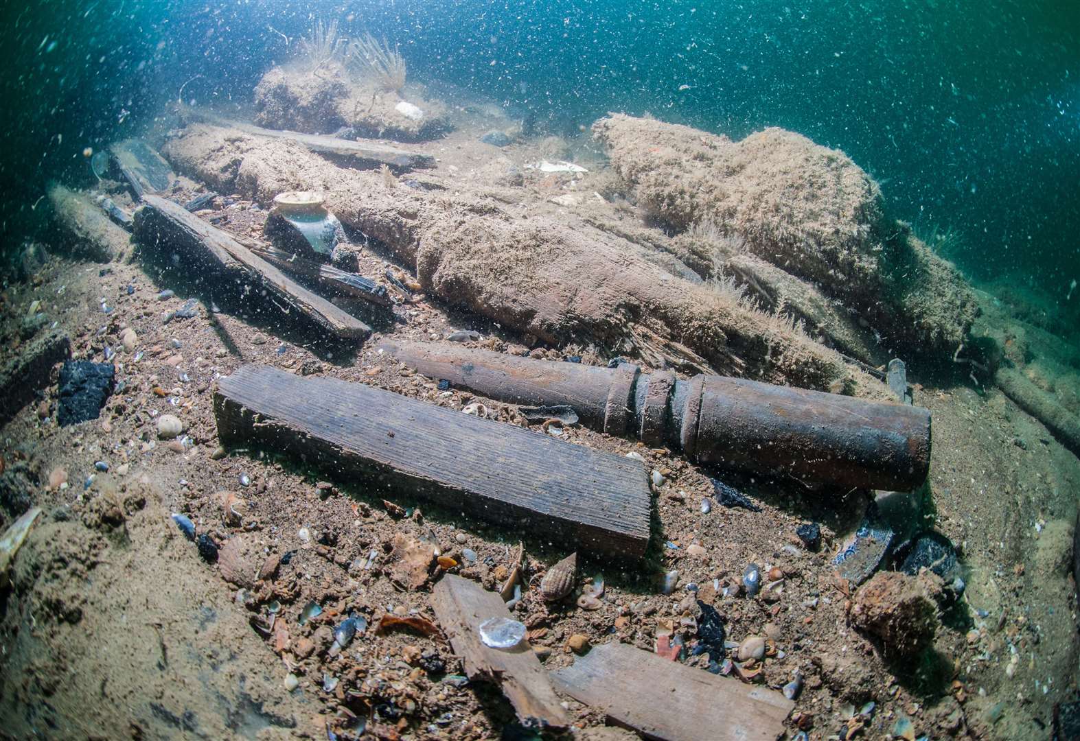 The protection means the divers will not be able to touch the goods. Picture: Historic England