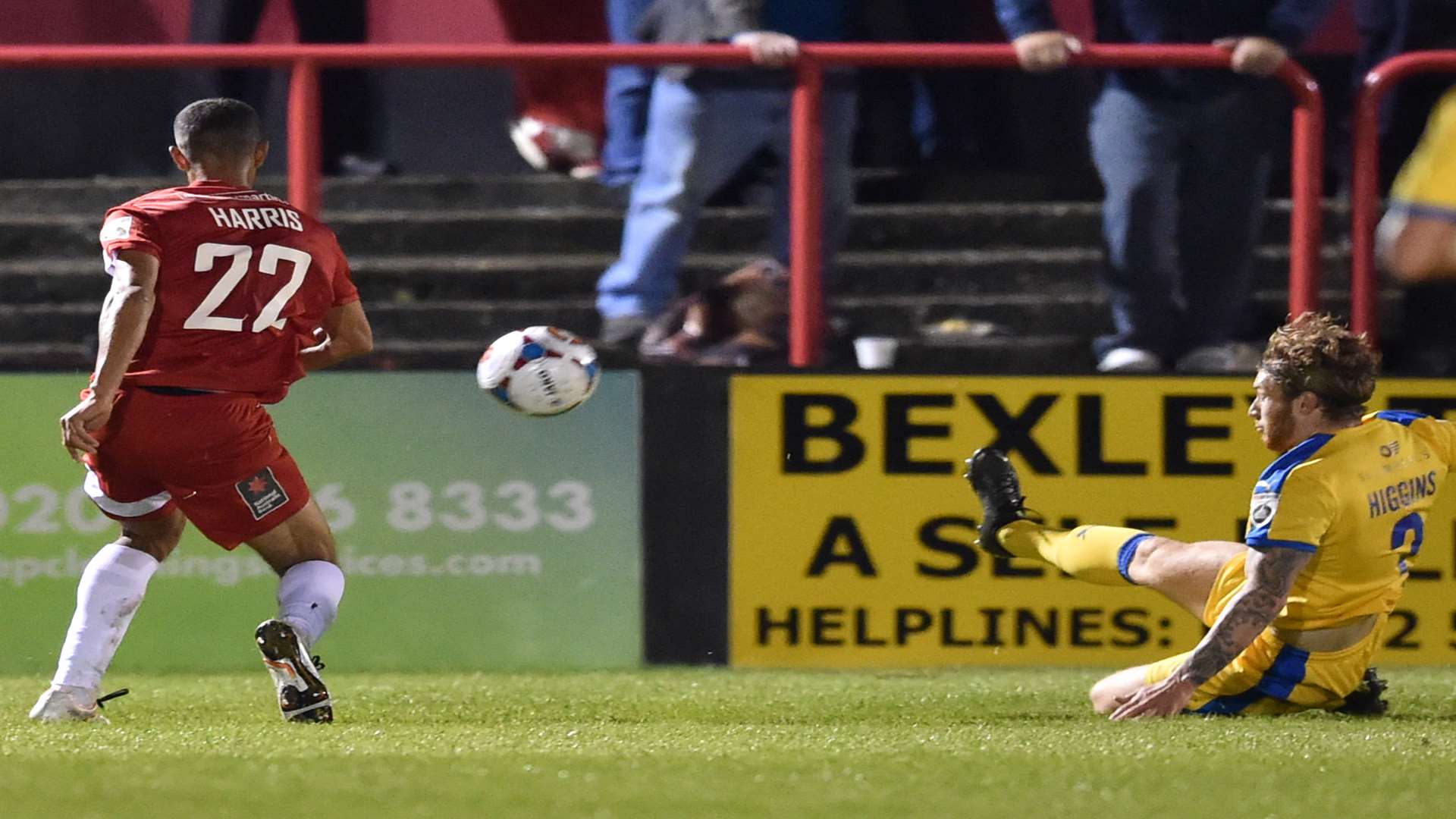 Reece Harris puts Welling ahead against Chester. Picture: Keith Gillard