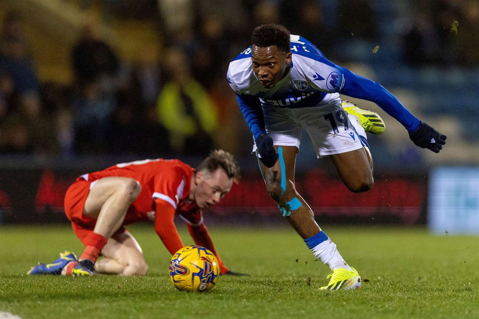 Gillingham’s loan forward Jorge Hurtado against Swindon Town last week Picture: @Julian_KPI