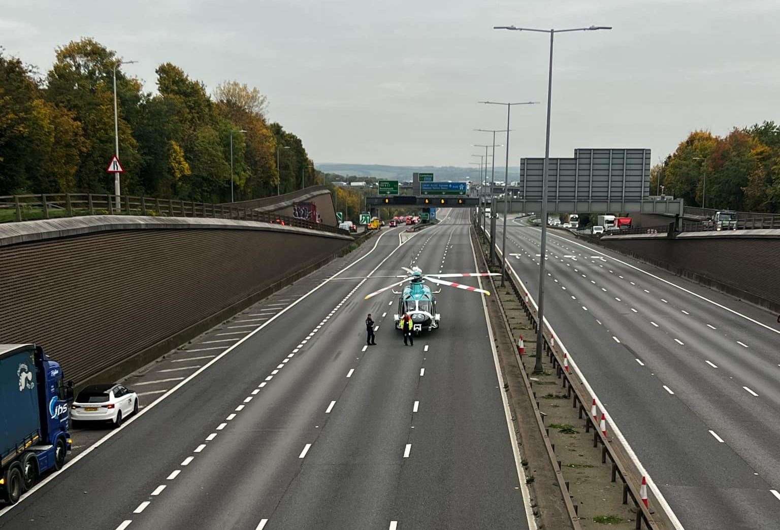 An air ambulance was spotted at the scene. Picture: Matt Adair