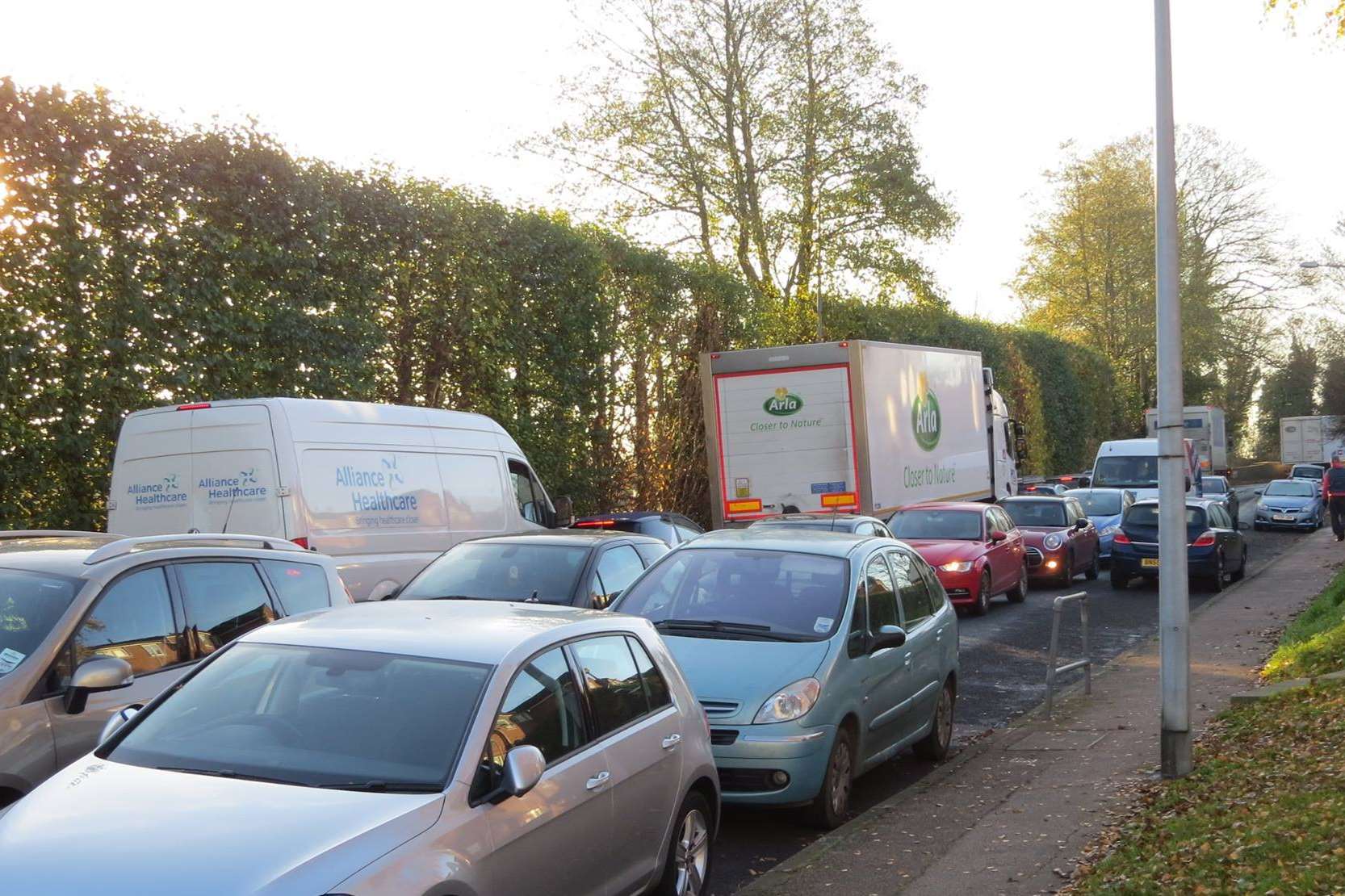 Love Lane was one of many congested roads in Faversham today.