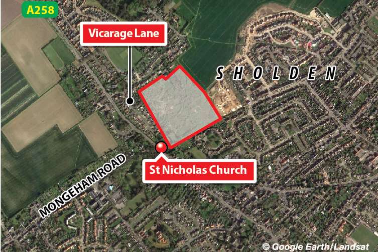 The map of Greenlight Developments' planned site where 48 homes could be built with a nursing home