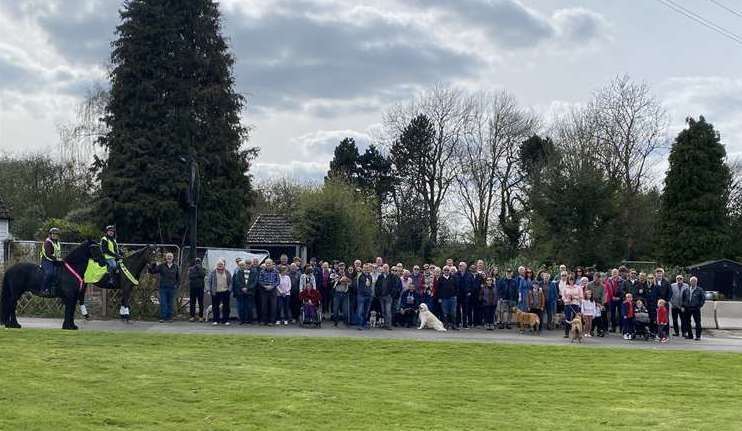 Nearly 100 people came out to show their support for a campaign to save the Green Man pub in Hodsoll Street from redevelopment. Photo: Sally Samuels/The Green Man Recovery Group