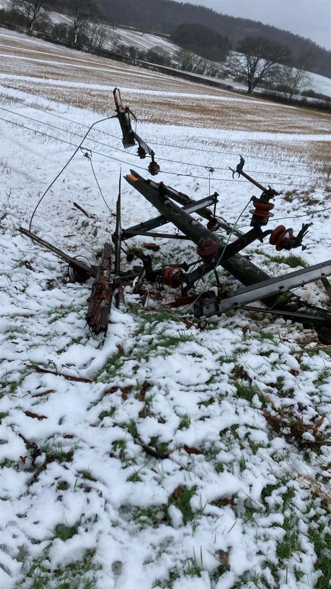 A fallen power line in Stokesley, Teesside (PA)