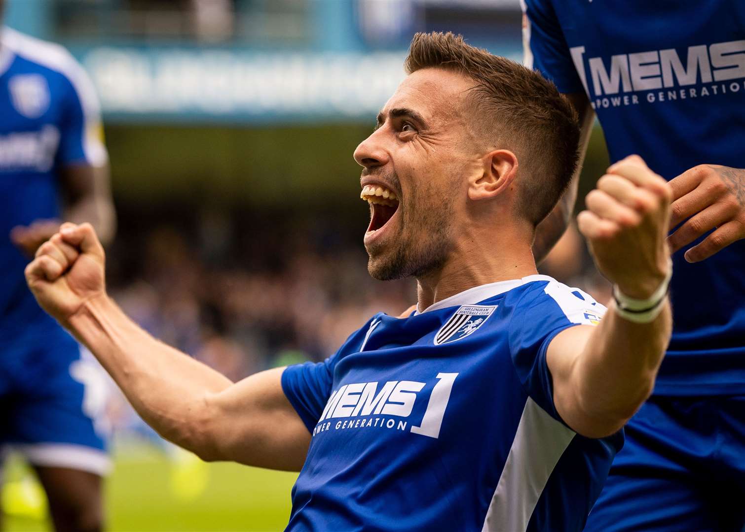 Olly Lee celebrates scoring his second goal against Bolton on Saturday Picture: Ady Kerry