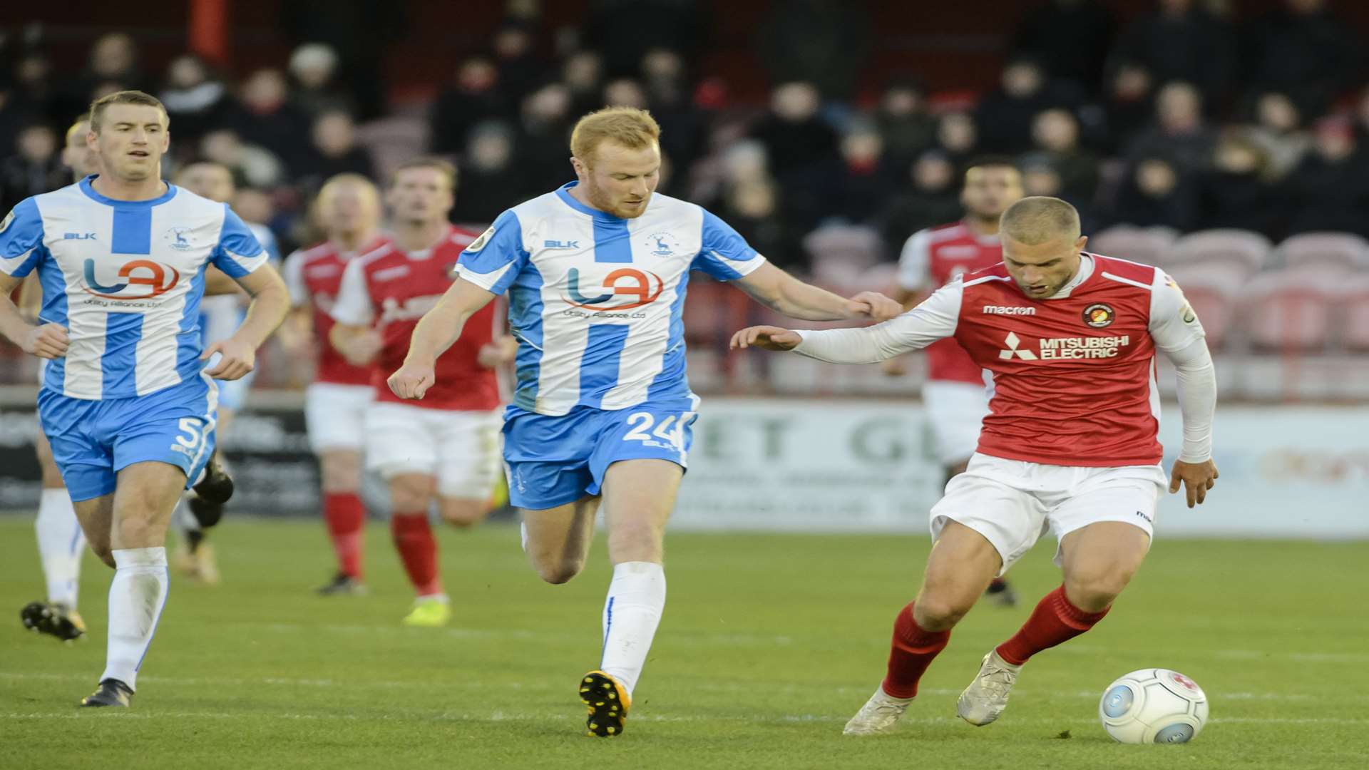 Luke Coulson on the ball against Hartlepool Picture: Andy Payton