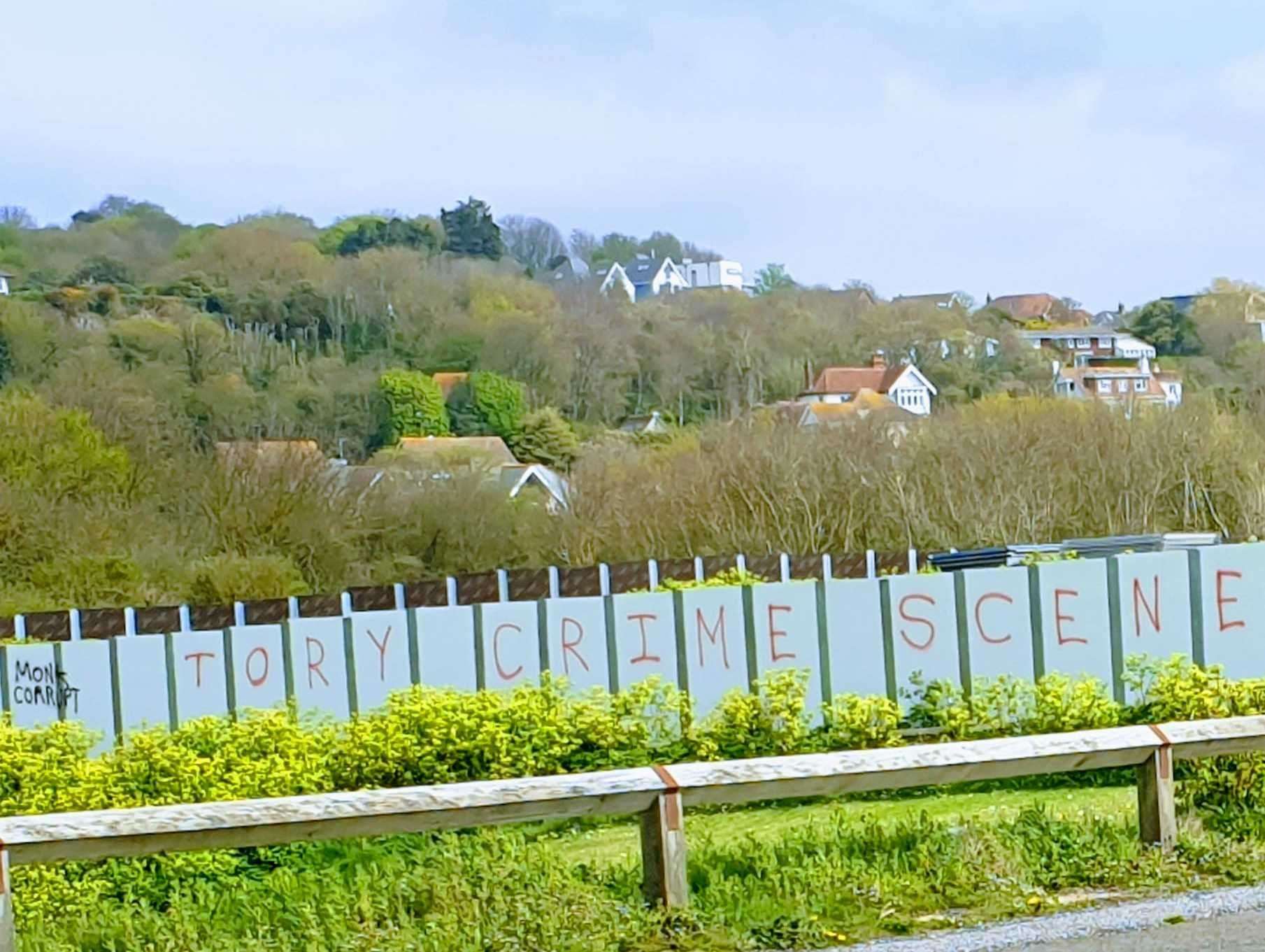 A slogan opposing the Princes' Parade scheme was recently sprayed on hoardings around the site: Chris Lucas