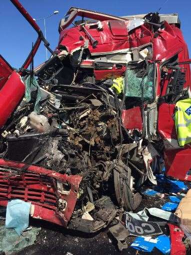 The wreckage of the crash. Picture: Kent Police Roads Unit.