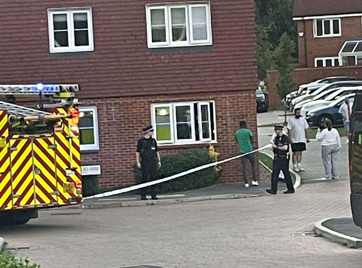 Police cordoned off the road and building after the crash. Picture: Jamie Myers