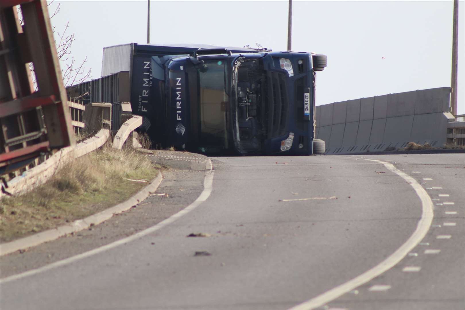 Two lorries have blown over in Queenborough Picture: John Nurden