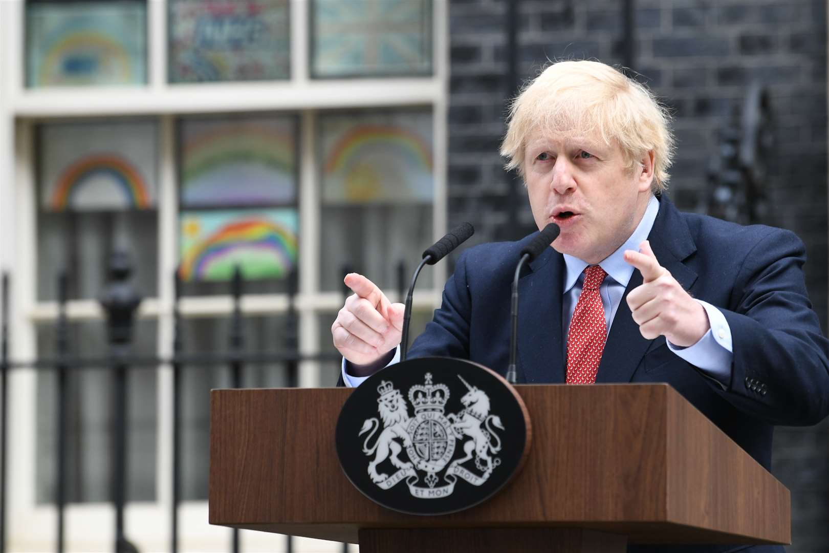 Prime Minister Boris Johnson makes a statement outside 10 Downing Street (Stefan Rousseau/PA)